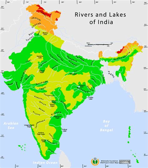 A Map of India with Rivers